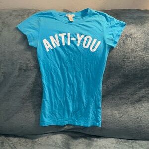 Ambiance Apparel small blue and white short sleeve shirt Anti-You 💕